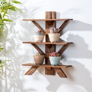 Solid Wood Wall-mounted Shelf Cabinet with Grid Storage, Multifunctional for Multi-room Use