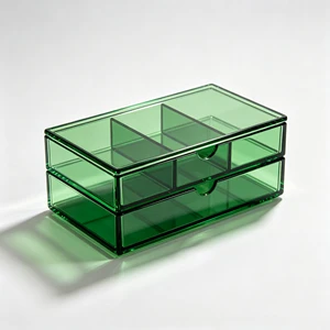 Aesthetic Acrylic Desktop Storage Box, Multi Partition Cute Stationery Organizer For Student Study Table Decor