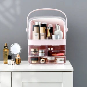 Wholesale clear Organic Makeup Organizer Storage Box with Lid Accessories Cosmetic Organizers with Handle Cosmetic Storage Box