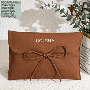 Reusable Wholesale Cotton Twill Envelope Pouch Wig Hair Clothing Packaging Flap Cotton Bag Shoes Dust Bag With Custom Logo