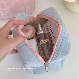 Wide Open Towel Makeup Bag Large-capacity Portable Storage Pouch Soft Terry Cloth Cosmetic Organizer Wholesale Supply