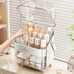 Light Luxury Large Capacity Cosmetics Storage Box Advanced Sense Dustproof Display Stand PET Modern Portable for Lipstick Skin