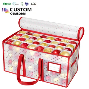 Red Edge Plastic Christmas Ornament Storage Box Xmas Decorations Organizer Targeted for Efficient Storage