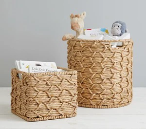 Set of 2 Twisted Woven Water Hyacinth Baskets Handmade Storage Basket Wholesale eco-friendly Made in Vietnam