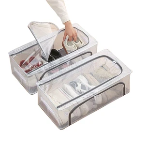 Foldable Transparent PVC Shoe Storage Box Dustproof and Moisture-Free with Installation-Free Bed Bottom for Novelty Gifts