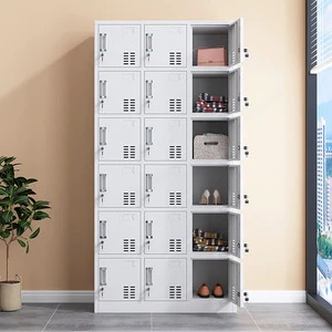 Secure Knock Down Gray 18 Door Steel Locker Cabinet with Lock and Keys for Office School Gym Staff Changing Room Cupboard