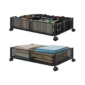 Large Metal Containers Foldable Space Saving Rolling Underbed Drawer Shoe Organizer Under Bed Storage With Wheels for Clothes