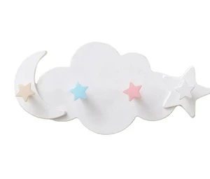 Creative Cute Star Moon Cloud Shape Nail-free Wall Clothes Hooks Kids Room Decorative Key Hanging Hanger Kitchen Storage Hook