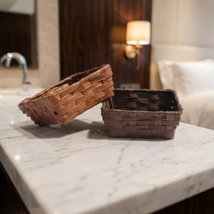 Paper Handmade Eco-Friendly Flexible Sundries Storage Desk Basket for Cosmetic and Paper Organization