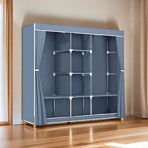Wholesale Portable Fabric Wardrobe Steel Pipe Hanging Storage Clothes Wardrobe Cabinet For Home Furniture