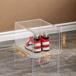 Shoe Box Organizer Stackable Plastic Shoe Box with Front Door Shoe Storage Box Containers for Display Sneakers Easy Assembly