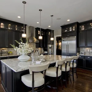 CBMmart Classic Design Modular Black Shaker Kitchen Cabinet Furniture Oak Solid Wood Kitchen Cabinets