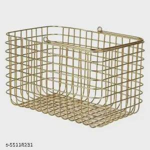 Luxury Gold Plated Iron Wire Modern Multifunction Fruit Vegetable Storage Basket with 1-3L Capacity for Home Kitchen Decor