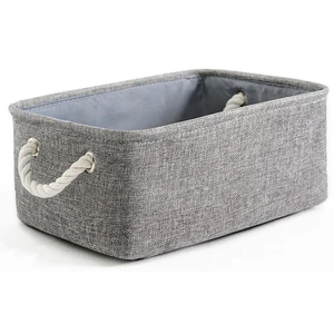 Oversized Foldable Bathroom Storage Basket Bag Box with Handled Linen Fabric for Sundries and Home Storage Organization