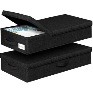 Movable Under Bed Clothes Storage Foldable Under Bed Storage Box With Lid for Organizing Clothes, Shoes, Blankets, Pillows