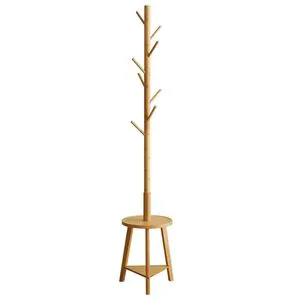 Coat Rack Stand with 8 Hooks With Storage Tray Stable Triangular Base Jacket Tree for Home