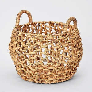 Eco-Friendly Woven Water Hyacinth Storage Basket with Handles Multipurpose Organizing for Home Laundry & Clothing Spaces