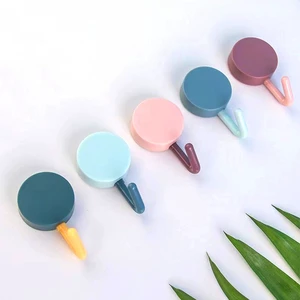 Creative Round Self Adhesive Hooks Kitchen Wall Hooks PVC Plastic Nordic Style Hooks