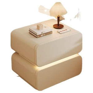 OEM Modern Cream Wood Nightstand With 2 Drawers And Smart Storage For Bedroom Furniture