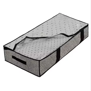 Lightweight Foldable Under the Bed Storage Bags Underbed Storage Box Breathable Zippered Organizer for Bedroom with Clear Window
