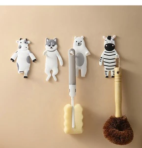 Wall Hanging Cartoon Animals Storage Hook Removable Kitchen Hooks Key Holder Hooks for Toothbrush Glasses Kitchenware Home Decor