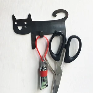 Stainless Steel Hook Storage Creative Stainless Steel Hook Smiling Cat Strong Adhesive Metal Double Hook