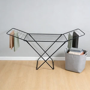 Foldable Metal Frame Clothes Drying Rack Large Capacity Portable Space Saving Modern Bathroom Laundry Stand Airer