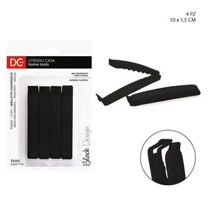 Black Plastic Bag Clips 10x1.5cm 4pcs Multifunctional Food Bag Sealers for Kitchen Storage Travel-New