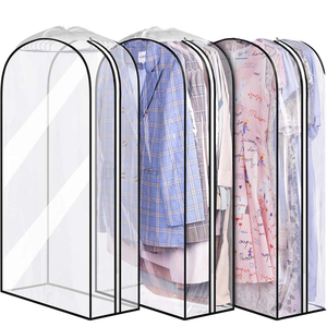 Transparent Plastic PEVA Suit Clothes Full Side Zipper Dust Cover for Wardrobe Bathroom Kitchen-Clothes Protectors