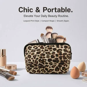 Wholesale Custom Logo Printed Neoprene Makeup Bag Portable Leopard Sloth Travel Cosmetic Pouch Toiletry Organizer Case Small