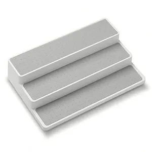 Dropshipping Shopify Non Skid 3 Tier Spice Pantry Kitchen Cabinet Organizer 15 Inch White Gray