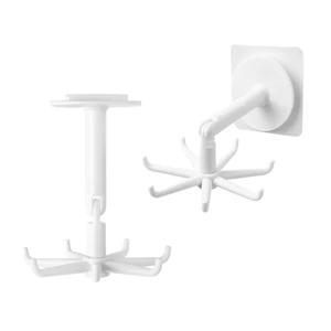 Minimalist Euro-American Style 360° Rotatable Storage Hooks, Creative Six-Claw, Drill-Free Wall Storage for Kitchen & Bathroom