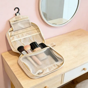 Eco-Friendly Polyester Toilet Bag Four Compartments Men Women Portable Hanging Foldable Separate Dry Wet Sections Storage Bag