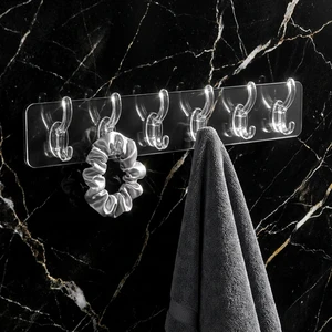 Crystal Clear Wall Rack Invisible Bedroom Coat Strip Waterproof Durable Minimalist Crystal Clear Utility Hooks 6 Rows Row