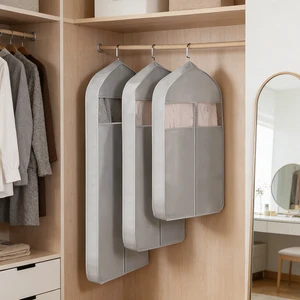 Durable Non-Woven Clothes Protector with Reinforced Edges and Grey Color for Clothes Protection and Long Term Storage