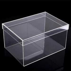 Clear Acrylic Display Box with Dustproof Lid Rectangle Lucite Gift Organizer for Makeup Jewelry Perfume Figures