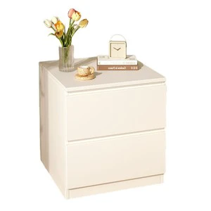 Bedside Table with Cream-Style Edges Modern Design Durable Wood Top for Apartment Home Furniture Bedroom Hospital Use