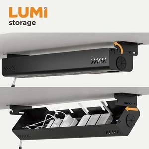 CC11-22-2S Easy Open Steel Under Desk Cable Management Tray Screw-Mounted Wire Cord Organizer Holder For Home Office Workstation