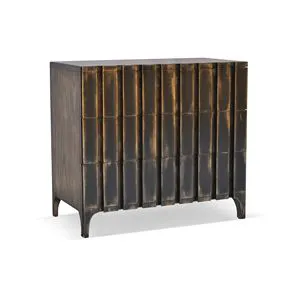 Modern Luxury Chest Of Drawers Textured Vertical Panel Solid Wood Storage Cabinet Industrial Style Bedroom Accent Furniture Dres