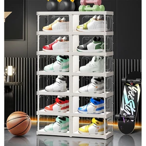 Foldable Luxury Shoe Rack Cabinet Clear Transparent Display Rectangle Storage Clear Shoe Boxes Injection Plastic Rectangle