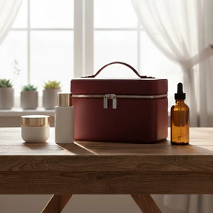 Custom logo PU Leather Large Capacity Makeup Storage Bag Waterproof Reusable Zipper Luxury Toiletry Bag with Soft Handle
