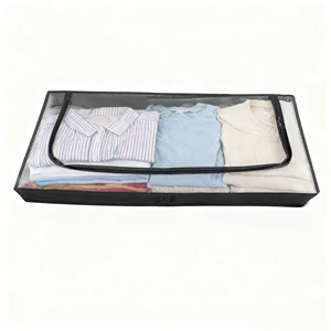 Transparent Window Comforter Foldable Underbed Living Room Clothes Storage Bags Organizer Waterproof with Zipper Fabric