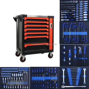 Tool Chest Cabinet with 7-Drawers Tool Trolley Tool Drawer With Tools Mobile Mechanic Tool Garage Workshop With 245 Tool Kits