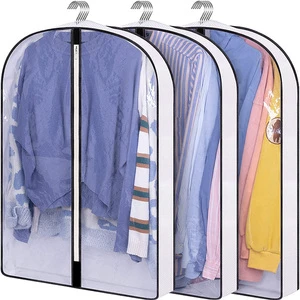 3 Pack Storage Suit for Shirts Jackets Sweater Storage Bag Organizer Clothes Organizer Clear PVC Garment Bag for Hanging Clothes