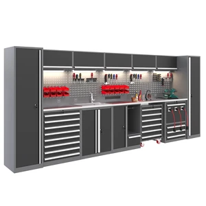 Customizable Heavy-Duty Metal Garage Storage Cabinet Powder Coated Steel and Plastic for Workshop and Factory Use OEM Support