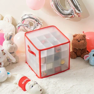 Multi Layer Holiday Ornament Storage Box with Adjustable Dividers and Secure Lid for Christmas Decorations