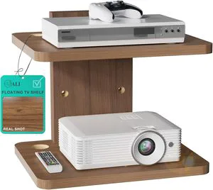 Modern Brown Wood Adjustable Floating TV Wall Mount Shelf Storage for Projector DVD Player Game Console Cable Bathroom & Kitchen