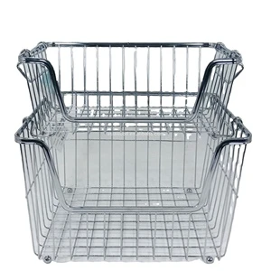 Household Wire Storage Basket Kitchen Pantry Cabinet Wicker Stackable Wire Storage Baskets