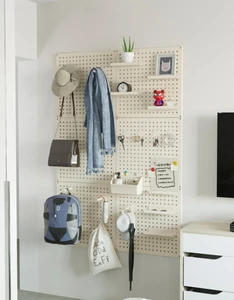 Detachable Wall Hanging Storage Rack Popular Style Free Perforated Hole Board Shelf for Living Room Kitchen Bathroom Hook