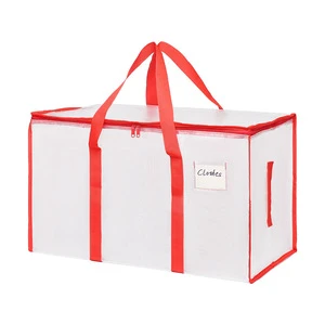 Extra Large Transparent PE Woven Clothing Storage Bag Large Capacity Moving Bag Quilt Storage Bag Enhanced Handle